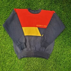 Vintage 80s Psychico College Sweatshirt Womens XL 22x21 Crop Sunfaded